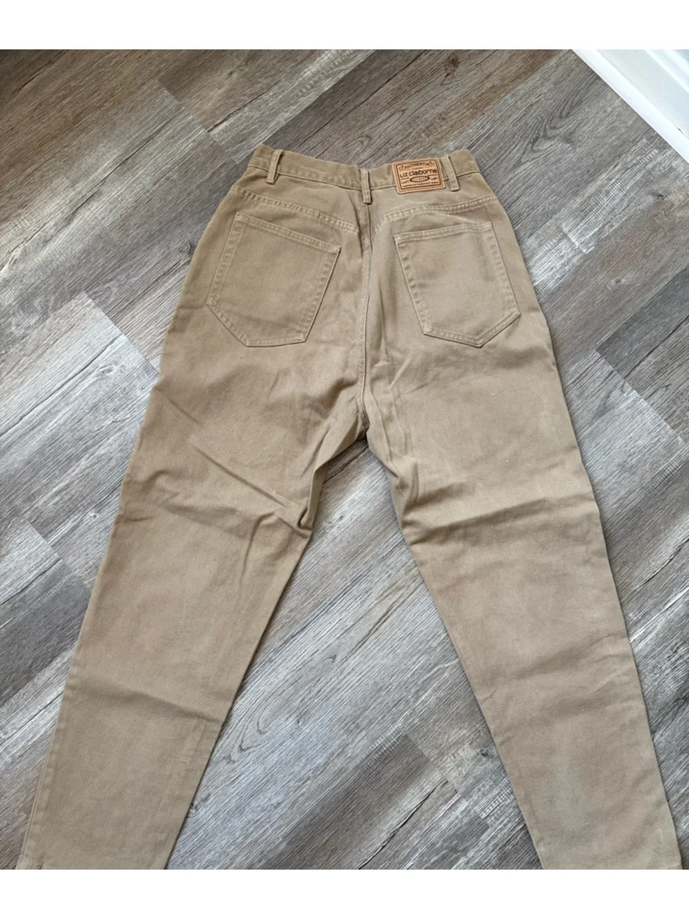 VTG Liz Claiborne Khaki Denim Pants Cotton Brown Tan Size 26 27 - Picture 5 of 10
